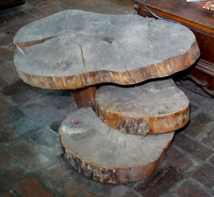 3 tier free edge wood display stand