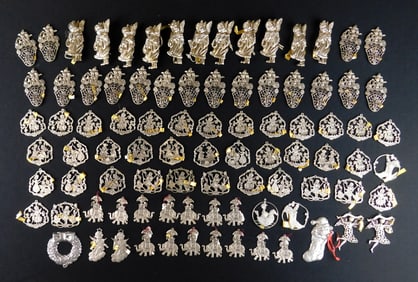 80 + metal ornaments, many double sided.