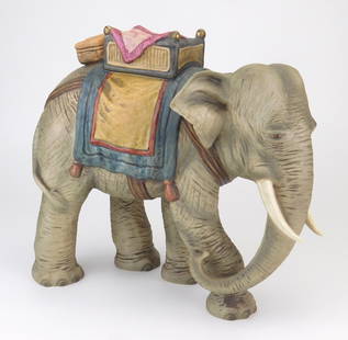 Goebel bisque figurine- Nativity Elephant: 46 012 32 with Goebel Weihnacht backstamp and incised copyright date of 1980.&nbsp; &nbsp;11 x 13 x 6&quot;