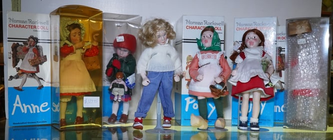 6 Norman Rockwell character dolls