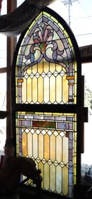 4 Gothic leaded glass windows