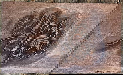 Bas Relief carved wood plaque: A Single Rose.&nbsp; 20 x 34 x 1&quot;