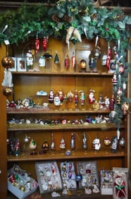 Collection of ornaments and garland spray