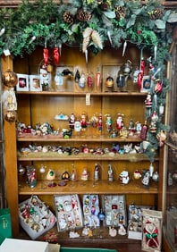 Collection of ornaments and garland spray