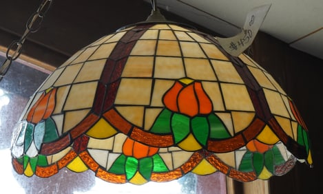 Leaded stain glass hanging shade