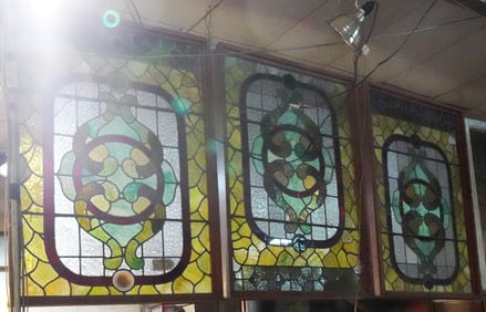 Set of 3 leaded stain glass windows