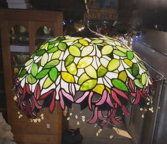 Leaded stain glass hanging shade
