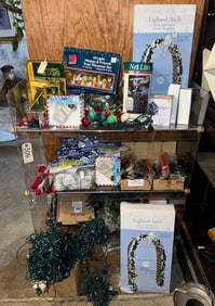Lot of Christmas lights and decorations
