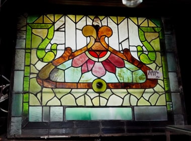 2 pc leaded stain glass window