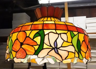 Leaded stain glass hanging shade