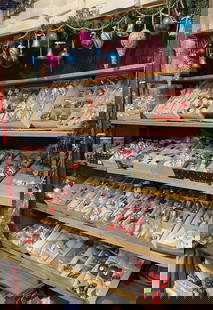Large assortment of Christmas ornaments: wide variety of ornament styles