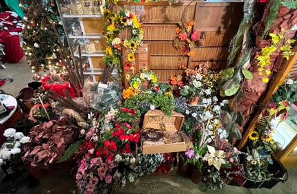 Large assortment of artificial flowers