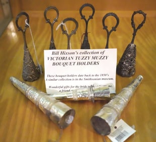 Bill Hixson's collection of Victorian tuzzy muzzy bouquet holders