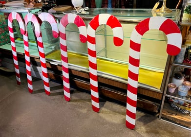 Set of 6 wooden candy canes