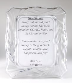 Lead crystal glass frame with advice from Bill