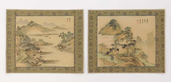 Pair of 20th c. Asian paintings on silk