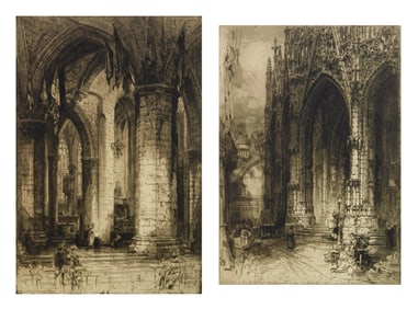 2 Hedley Fitton (British, 1859-1929) etchings