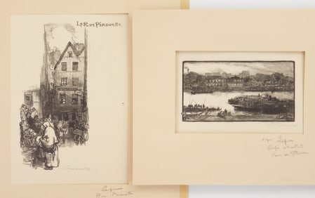 2 Auguste Lepere (French, 1849-1918) wood engravings