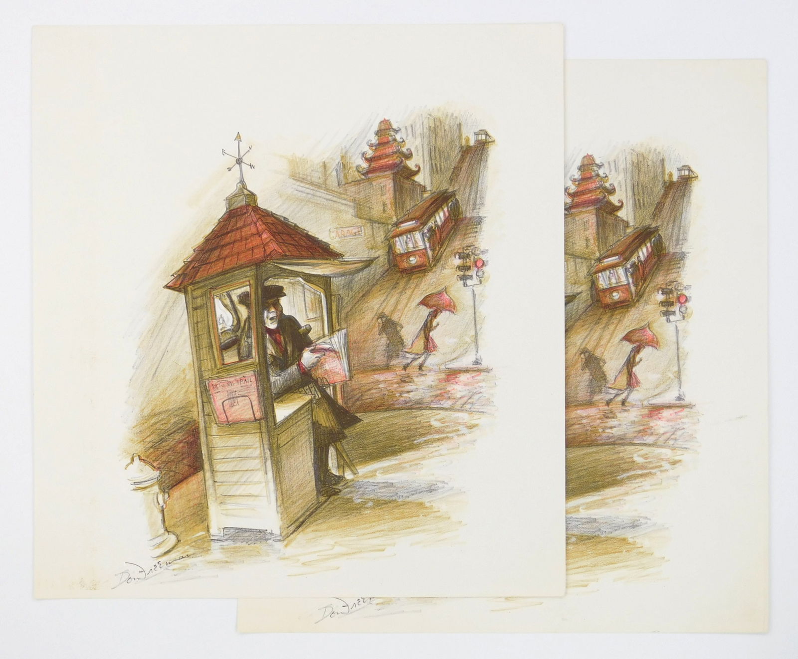 Don Freeman (American, 1908-1978) 2 lithographs: Untitled lithograph (2 copies), both estate stamped on verso 17-1/2 x 16-1/8" (sheet) Provenance: Private collection- new Orleans, LA