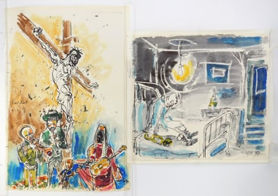 Stephen Longstreet (American, 1907-2002) 2 watercolors