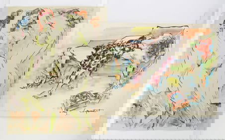 Stephen Longstreet (American, 1907-2002) 2 watercolors