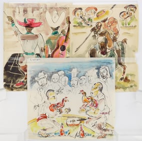 Stephen Longstreet (American, 1907-2002) 3 watercolors