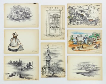Leon Gordon Miller (American, 1917-1985) 8 drawings