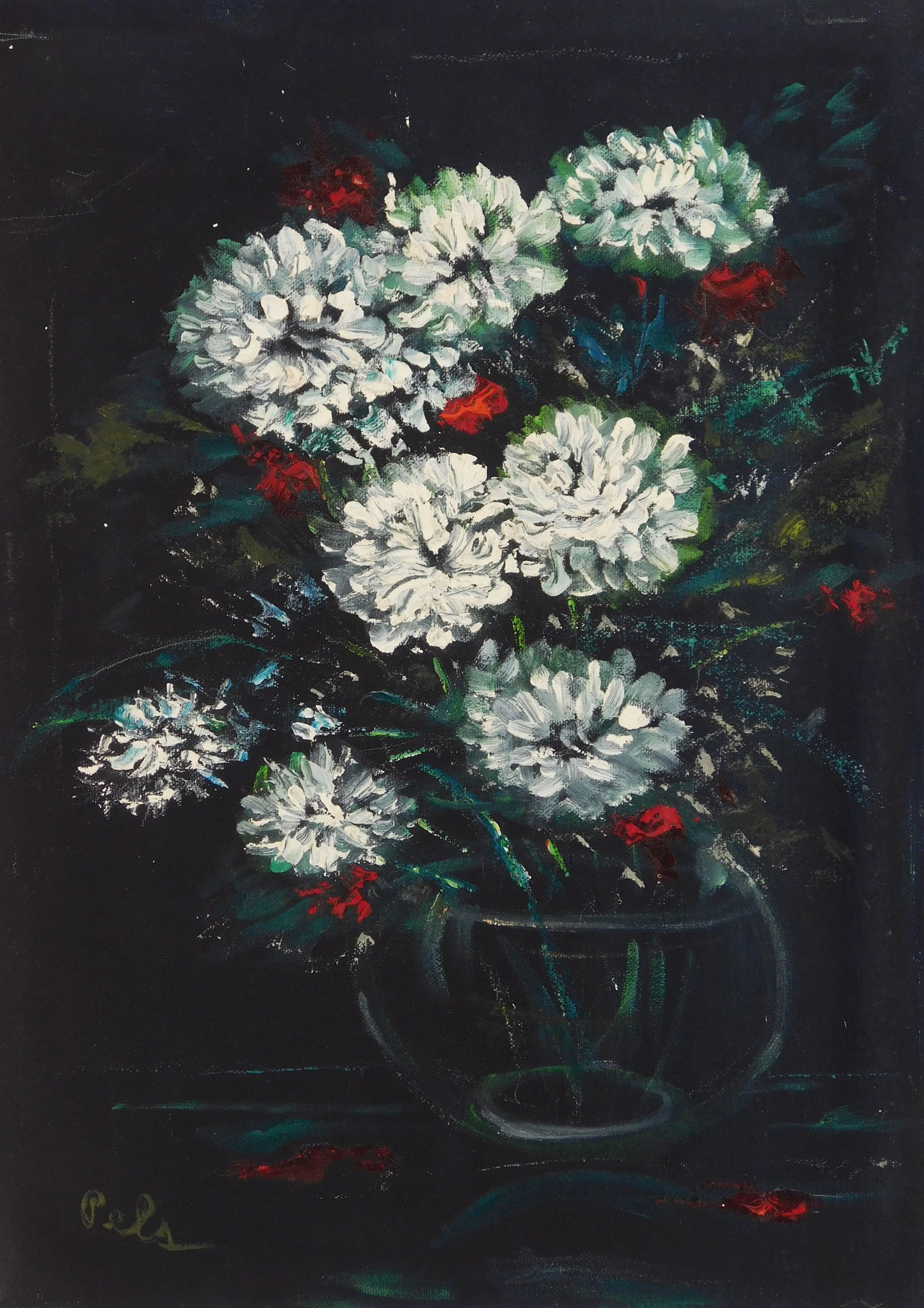 Albert Pels (American 1910-1998) oil: Floral Still Life oil on canvas (unstretched), signed Pels lower left. 16 1/2 x 12" Provenance: Private collection- New York, NY By descent estate of the artist.