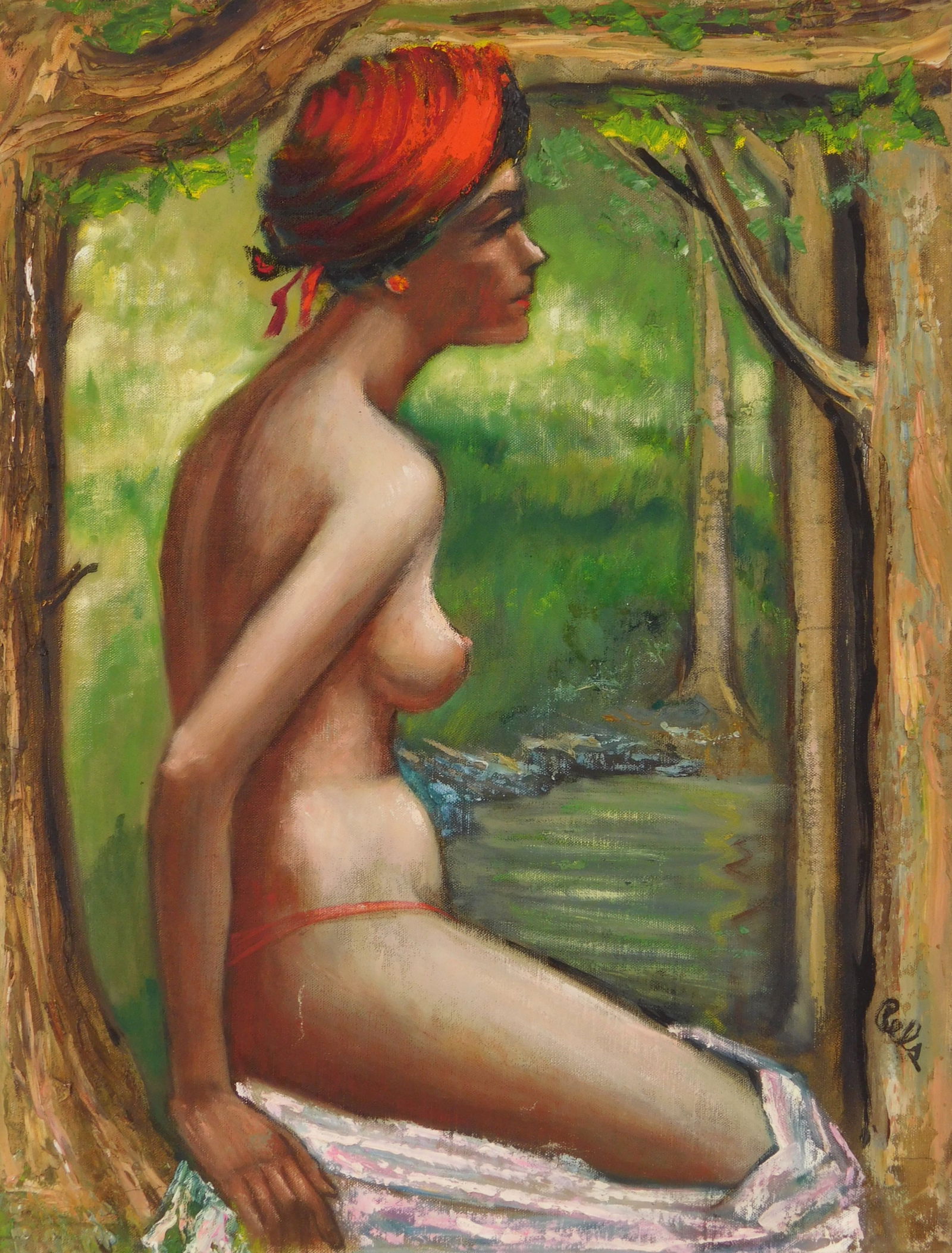 Albert Pels (American 1910-1998) oil: Jones Beach oil on canvas (unstretched), signed Pels lower right. 1948, 19 x 14" Provenance: Private collection- New York, NY By descent estate of the artist.