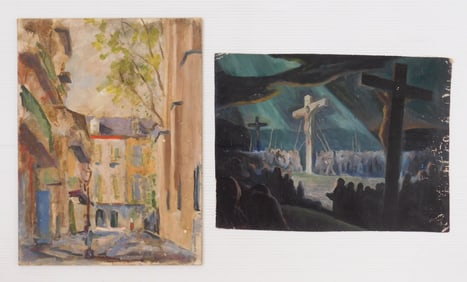 2 American School oil paintings