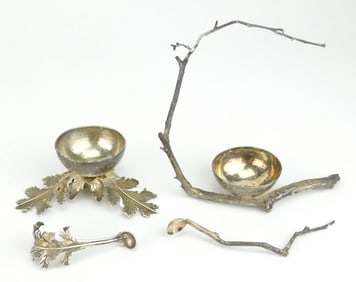 Pair of Australian sterling silver salt cellars