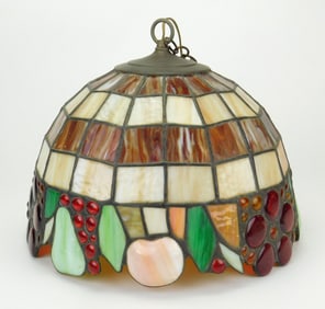 Leaded stain glass hanging shade