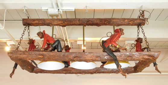 Vintage Bill Huebbe (1929-2013) Monkey Chandelier
