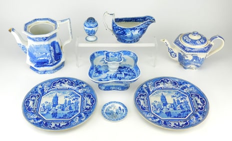 8 Blue and white china pieces