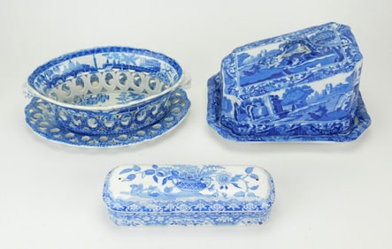 3 Spode china blue and white itmes