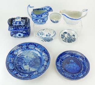 9 Blue and white china pieces