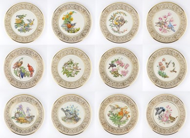 Set of 12 Lenox Porcelain Boehm Bird Plates