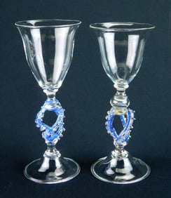 Allen Guillet art glass goblets
