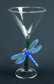 Hand-blown art glass goblet