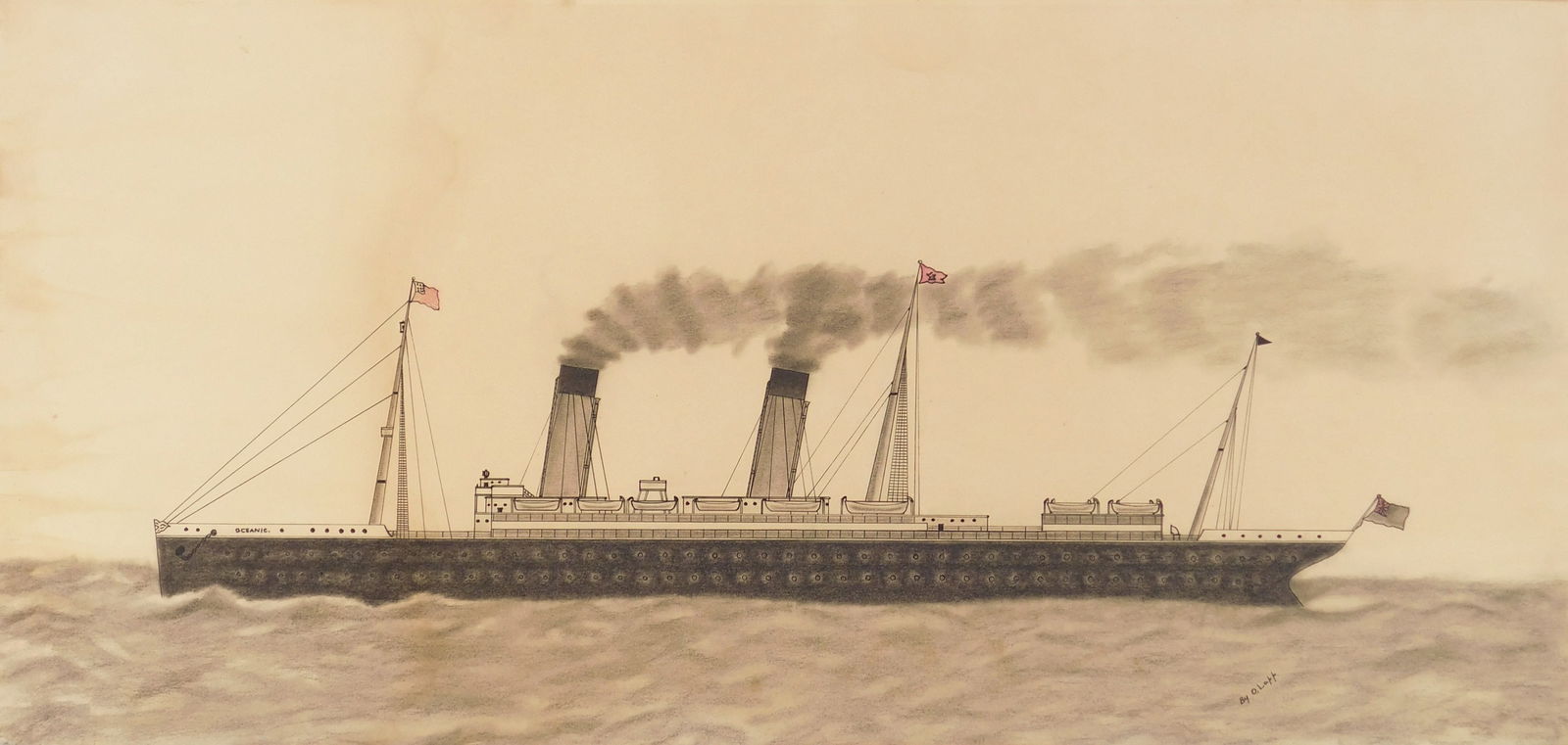 O. Lapp (19th/ 20th c. American School) graphite and ink (1 of 4)