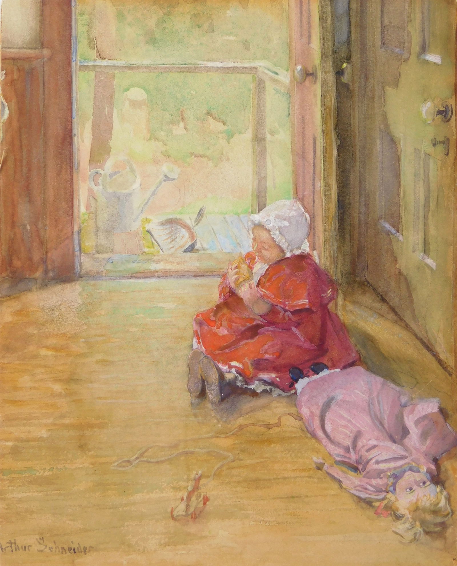 Arthur E. Schneider (American 1866-1942) watercolor (1 of 5)