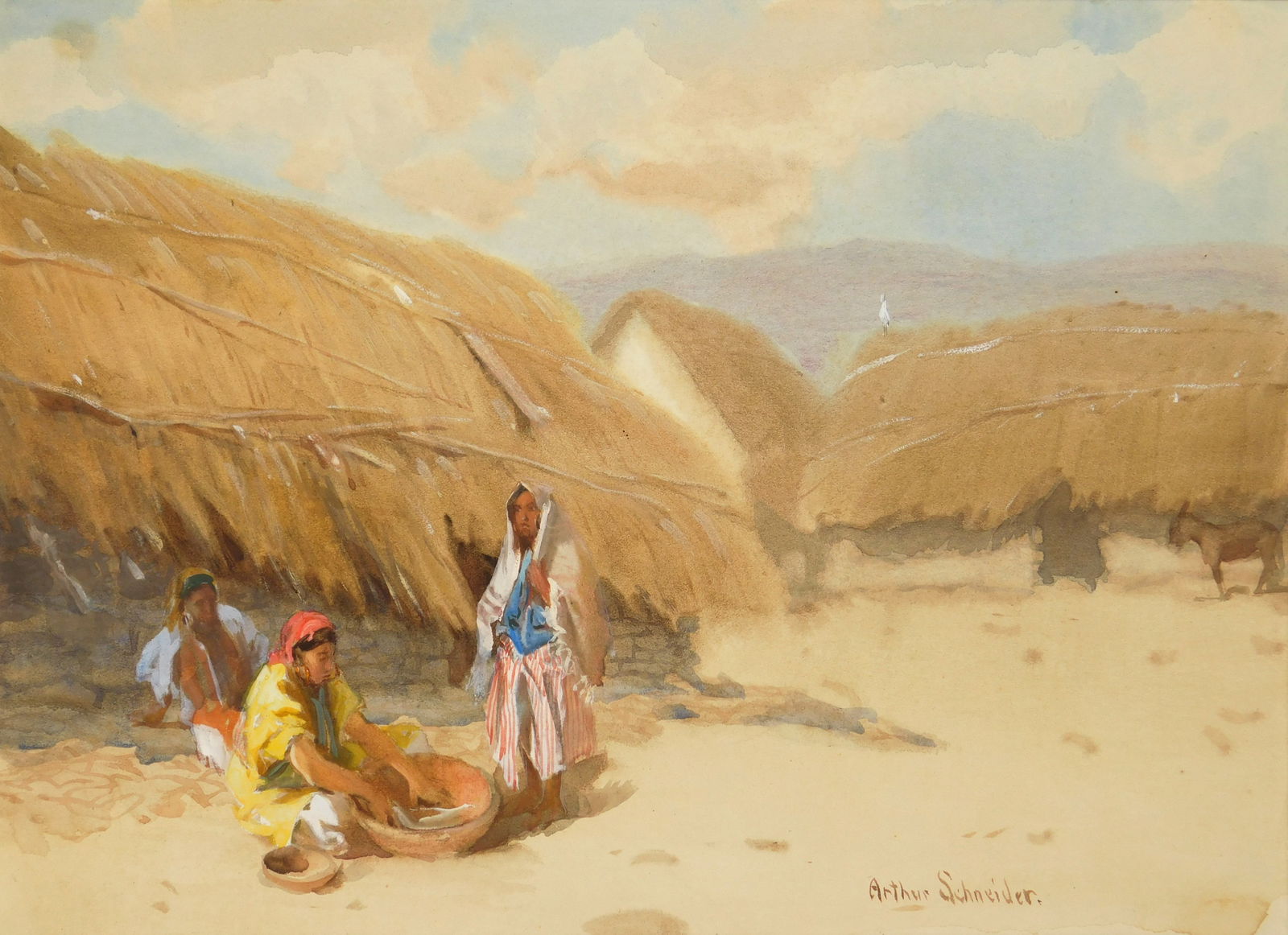 Arthur E. Schneider (American, 1877-1942) watercolor (1 of 3)