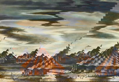 Edward Chavez (American, 1917-1995) watercolor