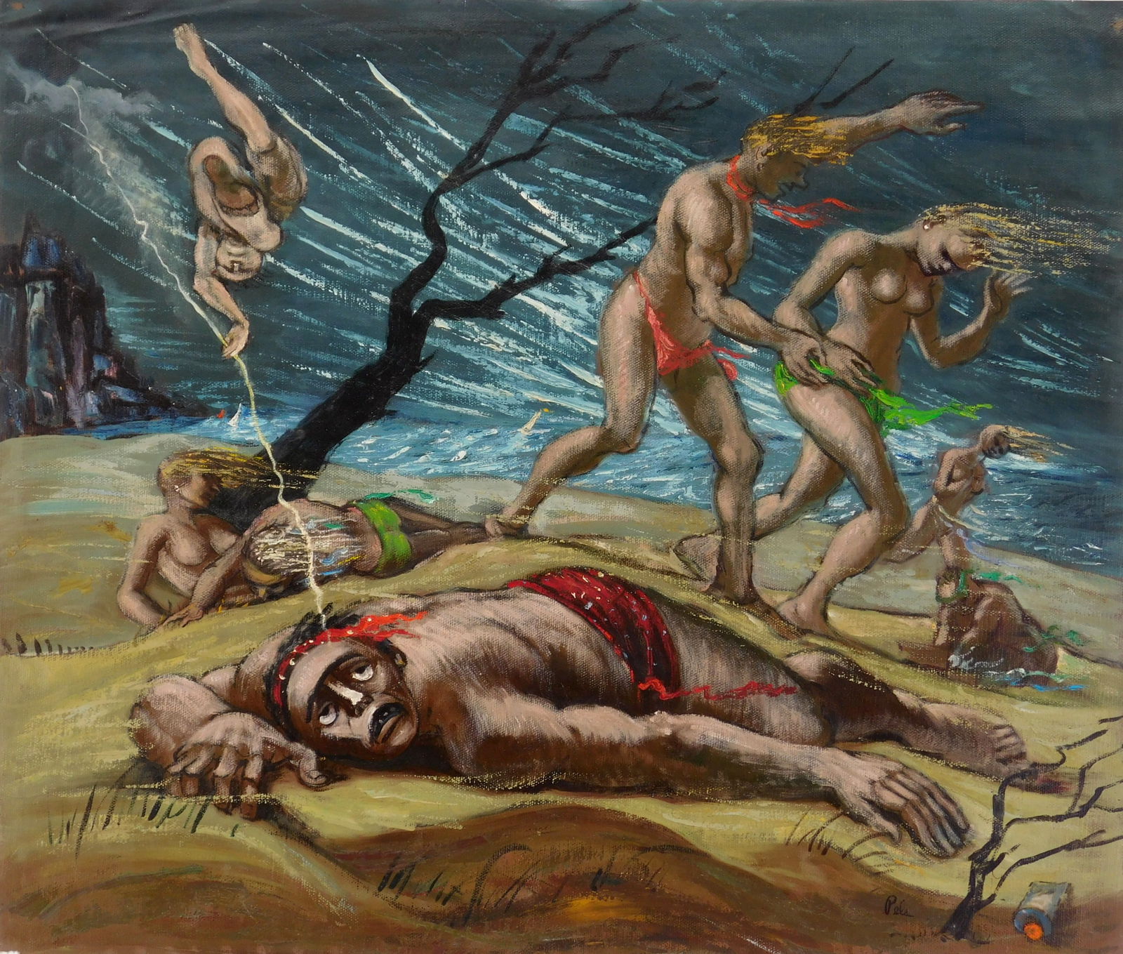 Albert Pels (American, 1910-1998) oil: Storm at the Beach oil on canvas, signed Pels lower right. 22 x 25 3/4" Provenance: Private collection- New York, NY; By descent estate of the artist.