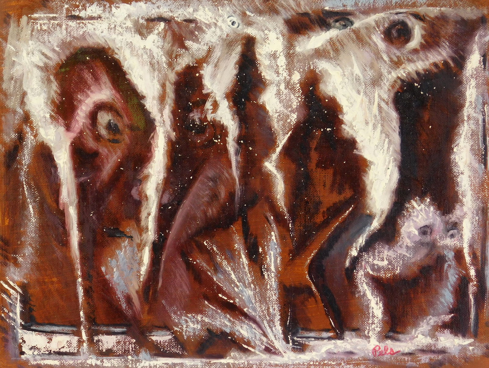 Albert Pels (American, 1910-1998) oil: Adam's Navel oil on canvas, 1986, signed Pels lower right, titled and dated verso. 13 7/8 x 17 3/4" Provenance: Private collection- New York, NY; By descent estate of the artist.