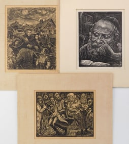 3 Albert Abramovitz (American, 1879-1963) wood engravings