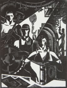 Charles Turzak (American, 1899-1985) woodcut