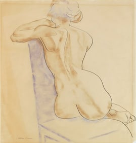 William Sommer (American, 1867-1949) ink and pastel