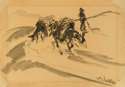 Henry G. Keller (American, 1869-1949) charcoal