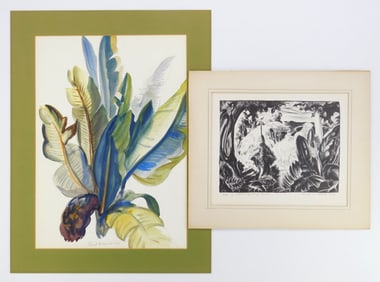 Paul B. Travis (American, 1891-1975) lithograph and watercolor